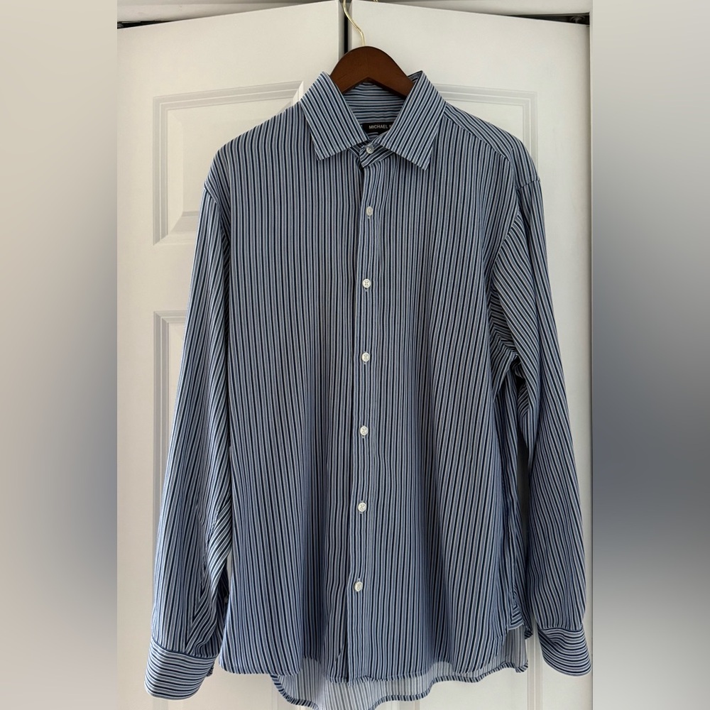 Michael Kors Navy Striped Button Down Shirt